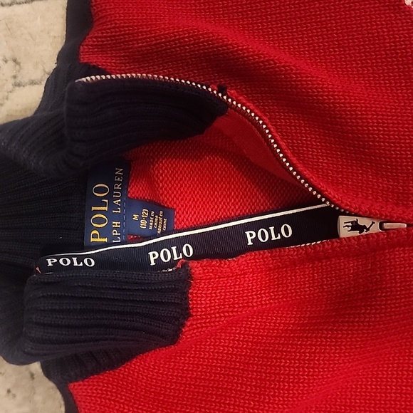Polo Ralph Lauren boys red/navy cotton fully zipped sweater size M (10-12) - Picture 3 of 4